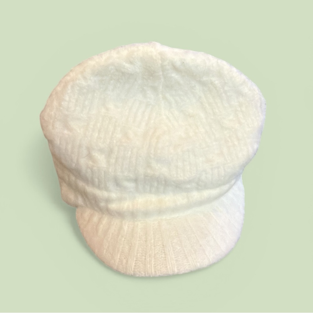 Columbia Youth White Fleece Newsboy Cap Hat One Size Winter Soft Warm
